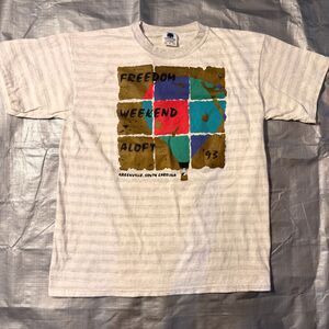 Vintage 90s Hot Air Balloon T Shirt Mens XL Single Stitch USA 1993 Striped Gray